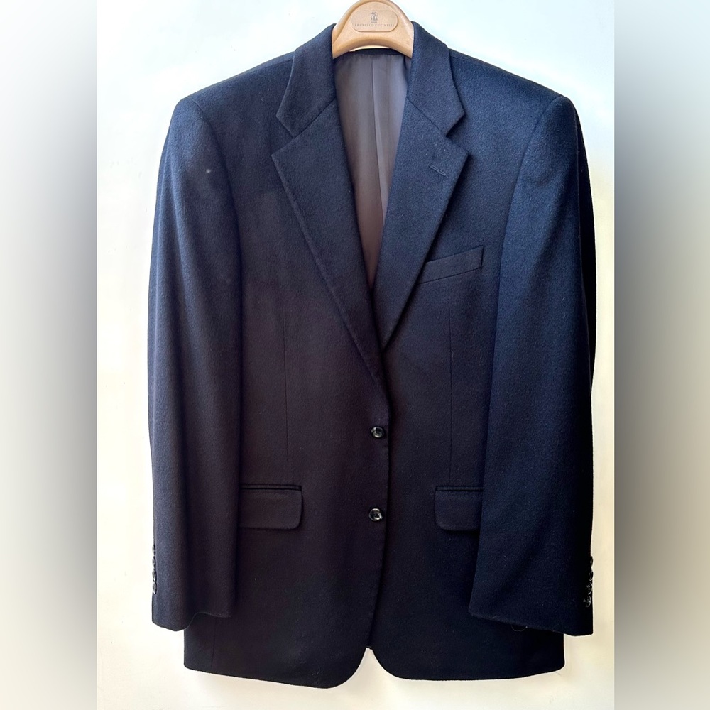 100% Cashmere Loro Piana Fabric JOHN W NORDSTROM Classic Black Men's Blazer 42 R